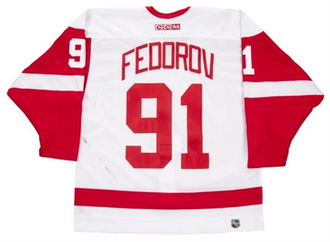 2002-03 Sergei Federov Game Used Red Wings Playoffs Jersey
